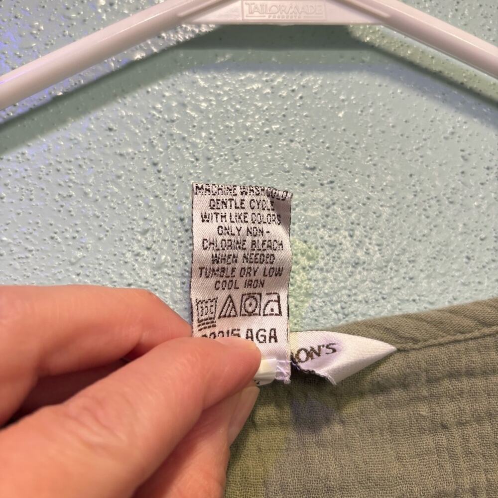 Draper’s & Damon’s Petite Olive Boxy 3/4 Sleeve Button Down Top Size M - Picture 5 of 8